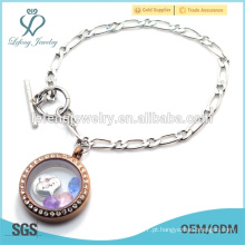 Personalizado em aço inoxidável 1: 1 NK Cadeia bracelete locket flutuante, Pulseira prata &amp; Chocolate locket